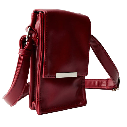 Stylish Men's Mini Faux Leather Cross Body Bag - Burgundy Compact Design