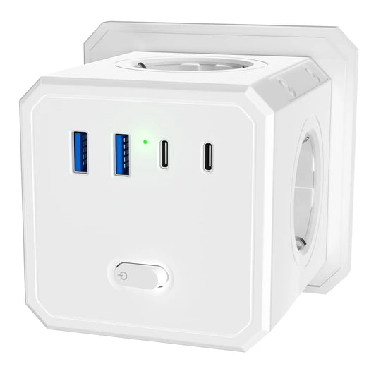 BURNNOVE Cube Power Strip 4000W 4-Outlet with USB-C & USB-A
