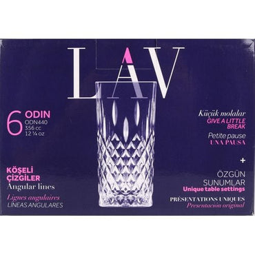 LAV Odin 356ml Water Glasses Set of 6 – Elegant Durable Drinkware