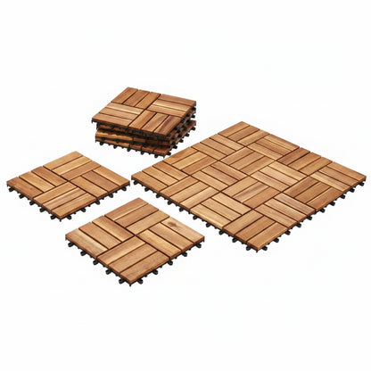LIVARNO Home Acacia Wood Click Decking Tiles – 9 pcs