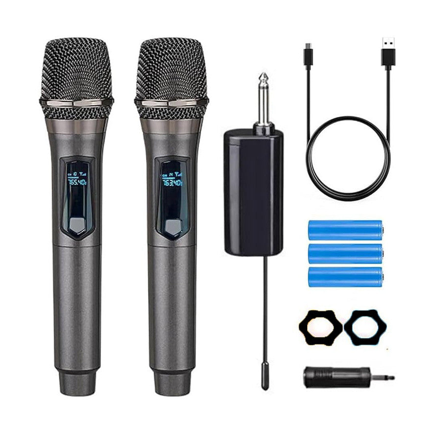 HUACAM Grey Wireless Handheld Microphone Rechargeable Battery 200ft Range