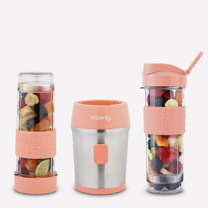 Portable Personal Smoothie Blender, 300W, Stainless Steel, Two 19oz Bottles