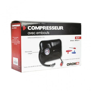 OROK Portable 12V Mini Air Compressor - 20 Bar, 300 PSI, Tire Inflator - Gomix Brands Outlet