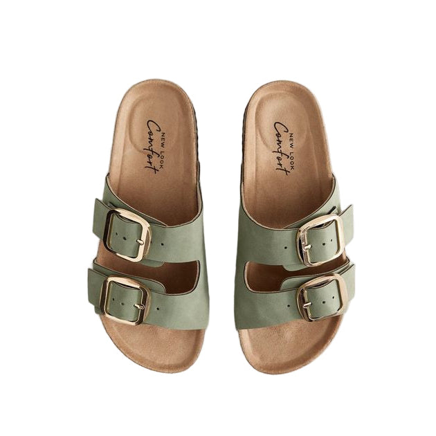 Chic Mint Green Faux Suede Buckled Strap Flat Sandals for Summer Comfort