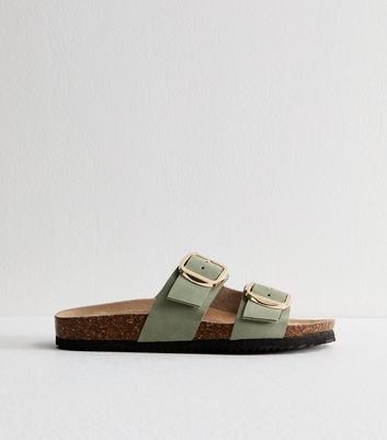 Chic Mint Green Faux Suede Buckled Strap Flat Sandals for Summer Comfort