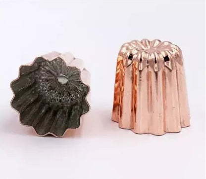 Patisse Premium Tinned Copper Cannelé Molds Set - 3 Pieces, 55mm Diameter