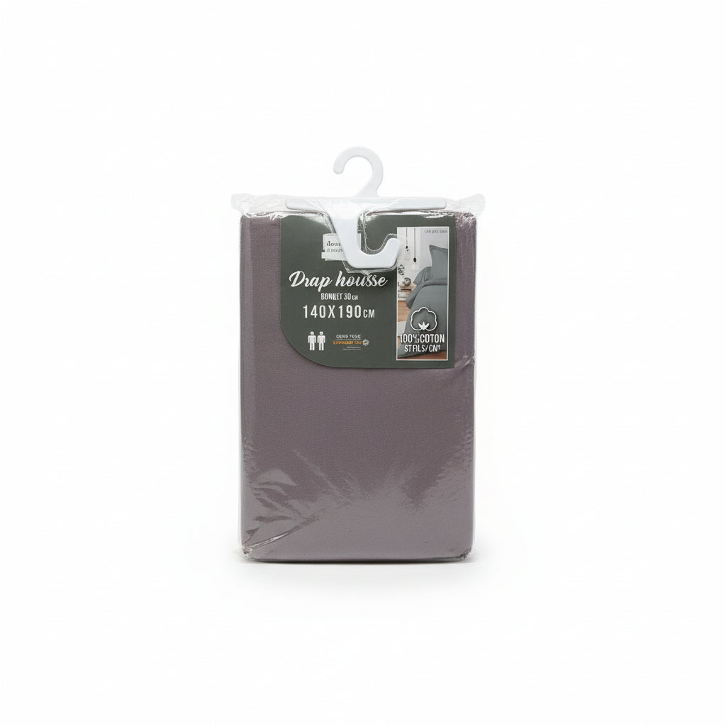 OEKO- TEX Drap housse 100% coton GRIS 140 x 190 cm