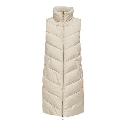 JDY Women's Cream Longline Padded Quilted Gilet Vest for Style and Warmth