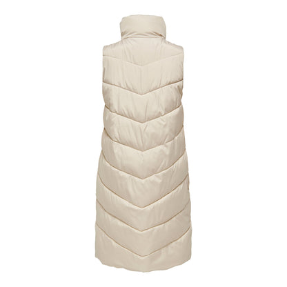 JDY Women's Cream Longline Padded Quilted Gilet Vest for Style and Warmth