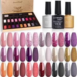 Lavender Violets 21 Gel Nail Polish Kit, Base & Top Coats