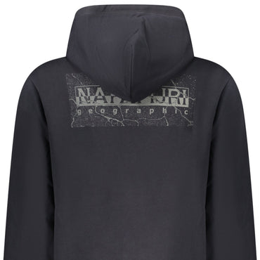 Napapijri Men's Black Hooded Sweatshirt: Loose Fit, Central Pocket, Iconic Logo