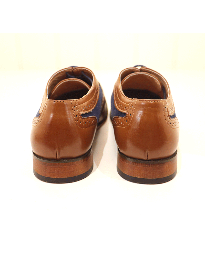 Mens Blue/Tan Goor 968 Brogue Shoe