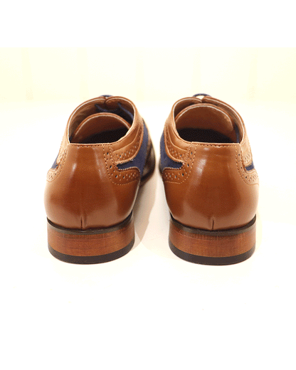 Mens Blue/Tan Goor 968 Brogue Shoe