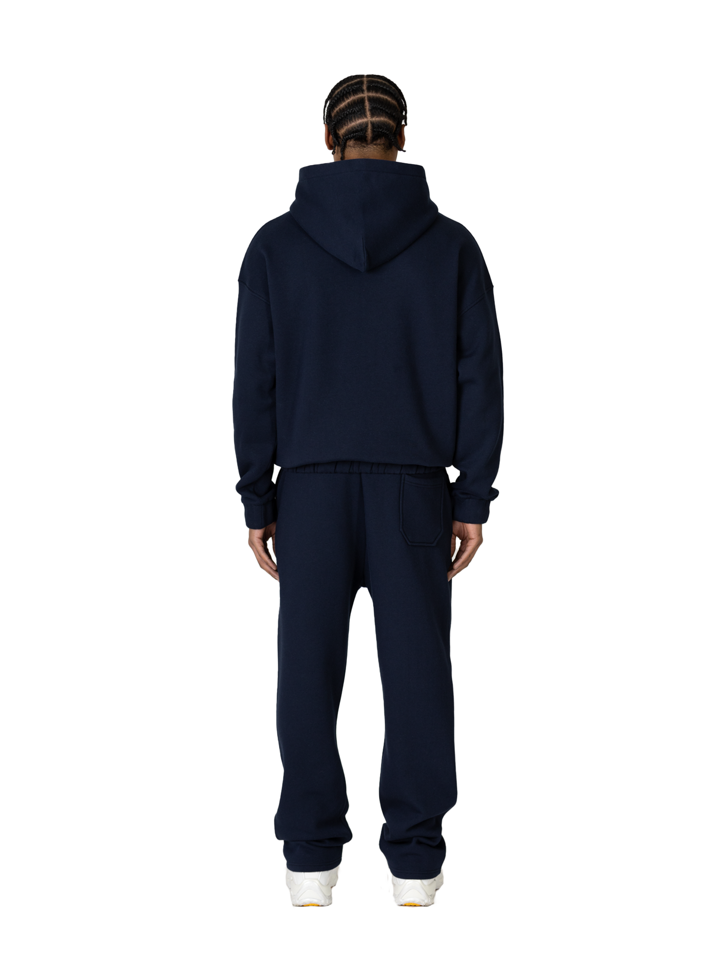 YFM Oversized Navy Blue Cotton-Polyester Basic Men's Pants