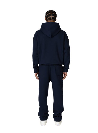 YFM Oversized Navy Blue Cotton-Polyester Basic Men's Pants