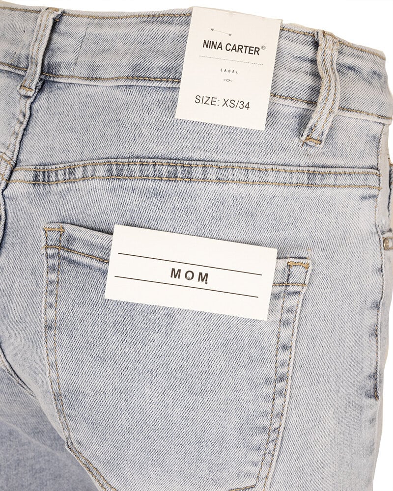 Light Blue High Waist Mom Jeans with Stretch – Nina Carter