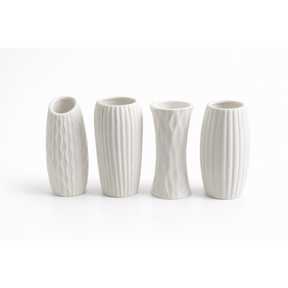 Xunsiga White Ceramic Vase Set of 10, Small White Bulk Bud Vases