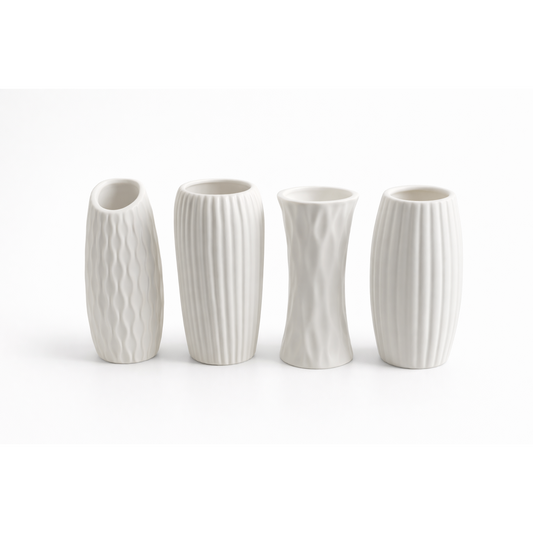 Xunsiga White Ceramic Vase Set of 10, Small White Bulk Bud Vases