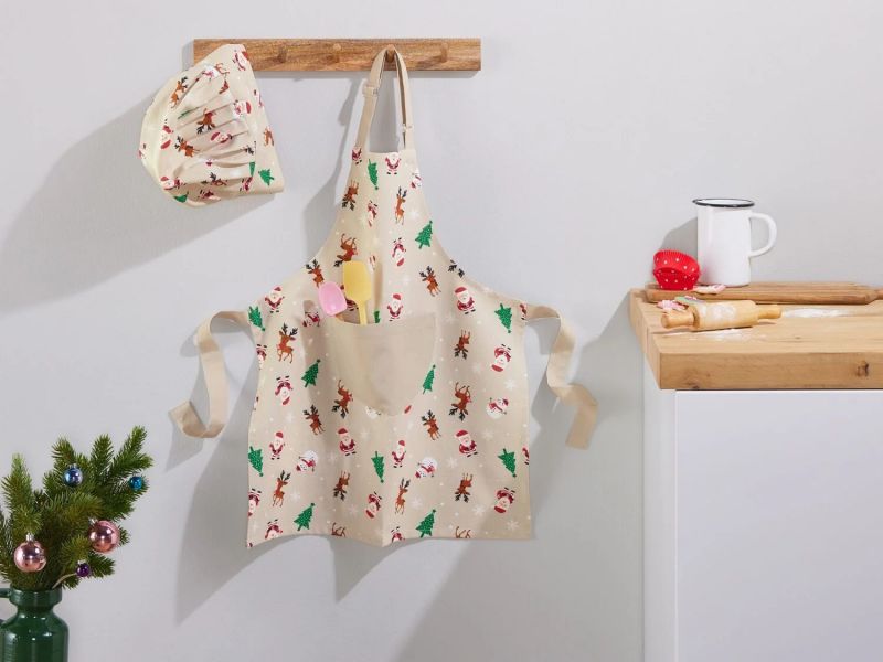 Livarno Home Kids' Chef Apron & Hat Set Beige