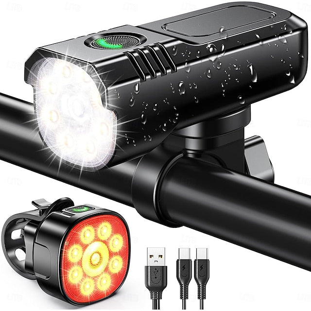 Aluminum Bicycle Headlight and Tail Light Set 1000 Lumens