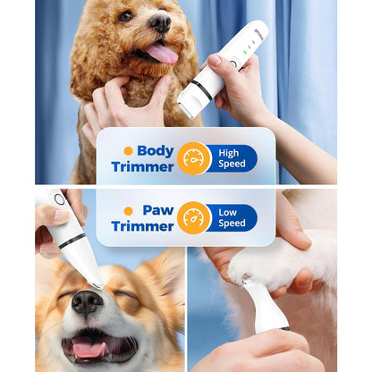 Oneisall N12 4-in-1 Pet Grooming Kit: Quiet, Cordless, Rechargeable Trimmer & Nail Grinder