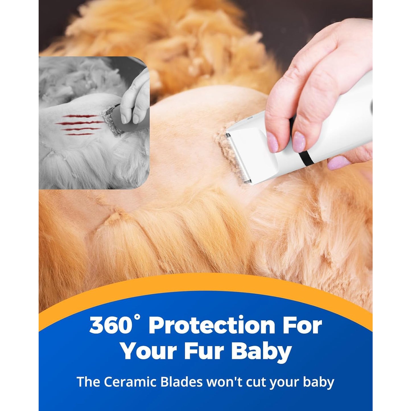 Oneisall N12 4-in-1 Pet Grooming Kit: Quiet, Cordless, Rechargeable Trimmer & Nail Grinder