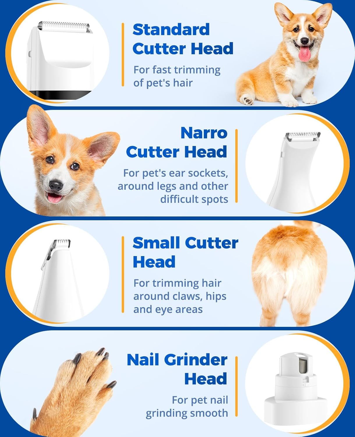 Oneisall N12 4-in-1 Pet Grooming Kit: Quiet, Cordless, Rechargeable Trimmer & Nail Grinder