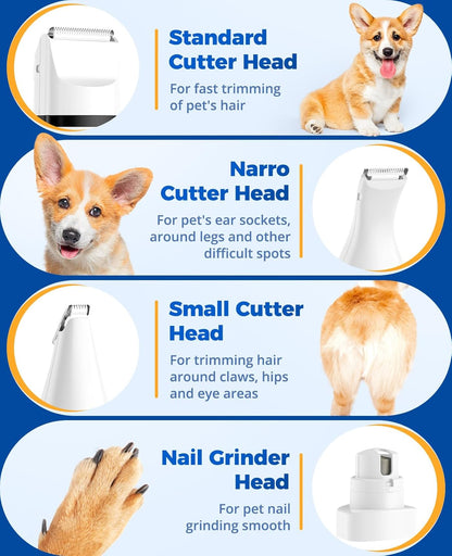 Oneisall N12 4-in-1 Pet Grooming Kit: Quiet, Cordless, Rechargeable Trimmer & Nail Grinder