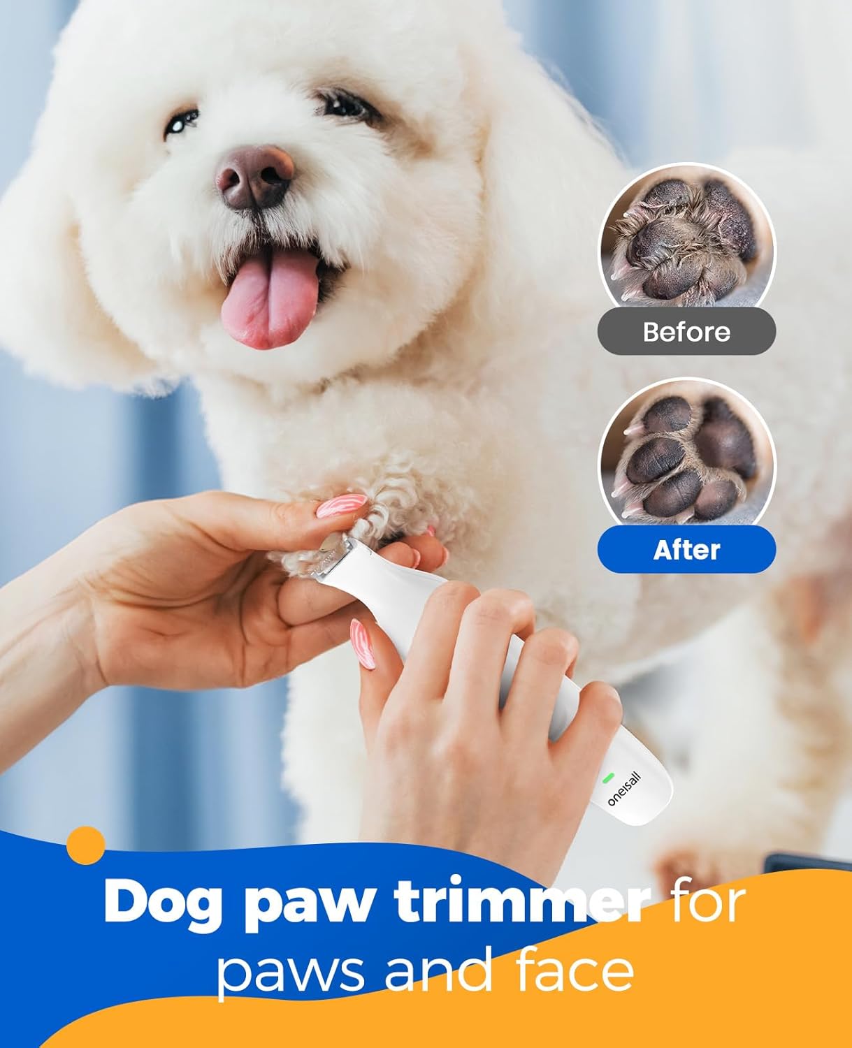 Oneisall N12 4-in-1 Pet Grooming Kit: Quiet, Cordless, Rechargeable Trimmer & Nail Grinder