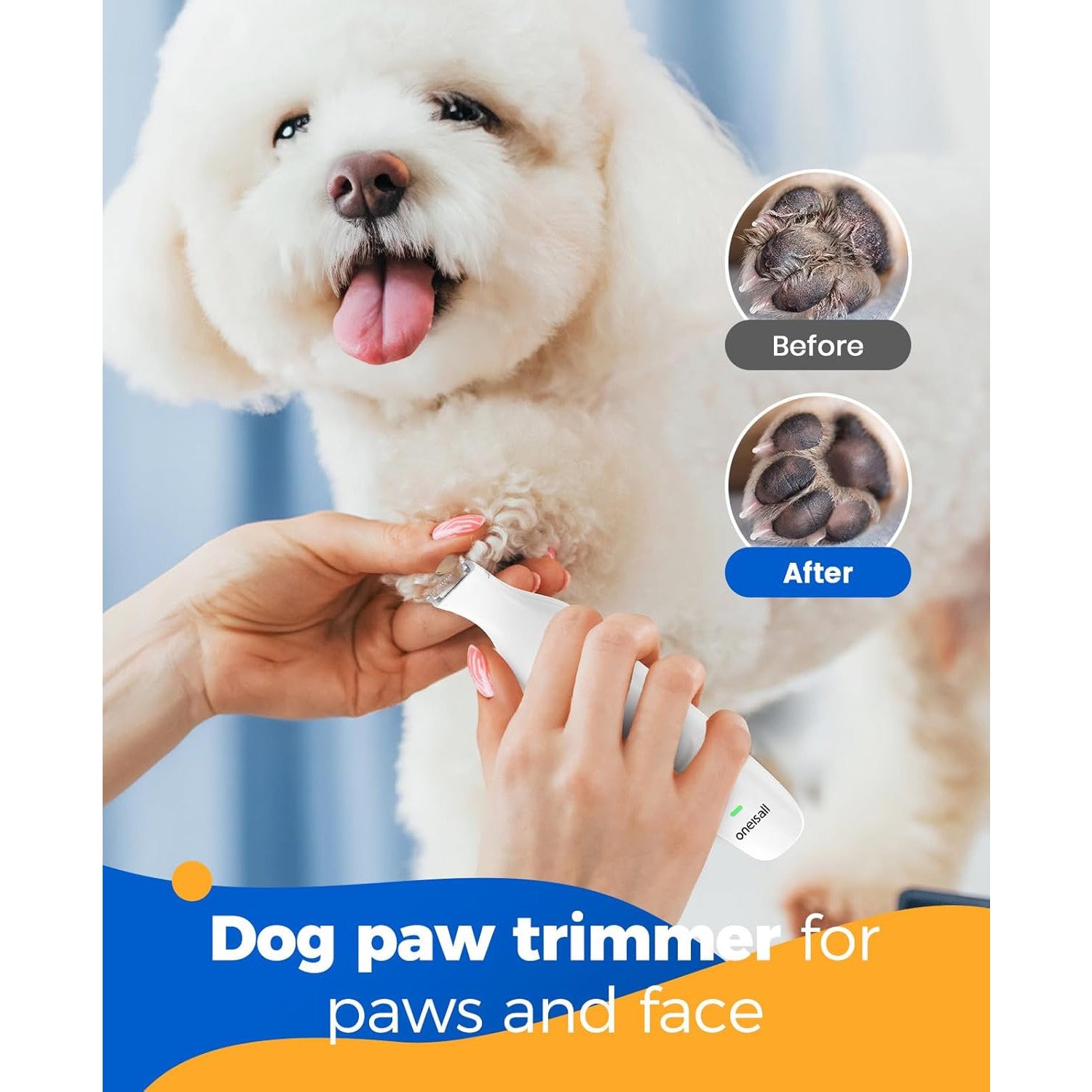 Oneisall N12 4-in-1 Pet Grooming Kit: Quiet, Cordless, Rechargeable Trimmer & Nail Grinder