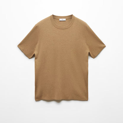 MANGO Men's Cotton Blend Knitted T-Shirt