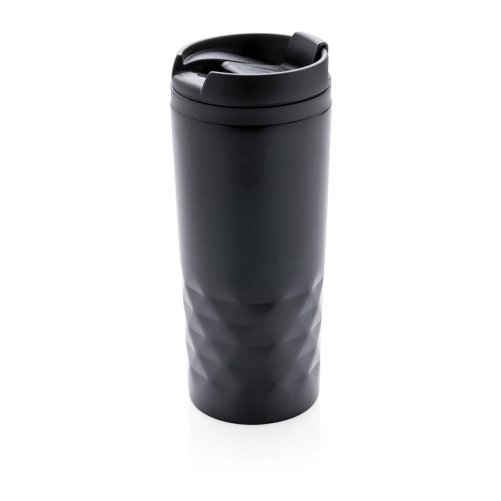 Sleek Black Geometric Stainless Steel Travel Tumbler Mug 10oz Capacity