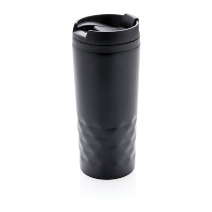 Sleek Black Geometric Stainless Steel Travel Tumbler Mug 10oz Capacity