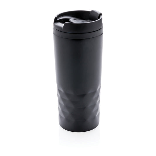 Sleek Black Geometric Stainless Steel Travel Tumbler Mug 10oz Capacity