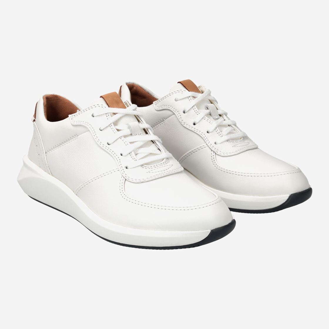 Clarks Un Rio Sprint Women's White Smooth Leather Lightweight Casual Sneakers