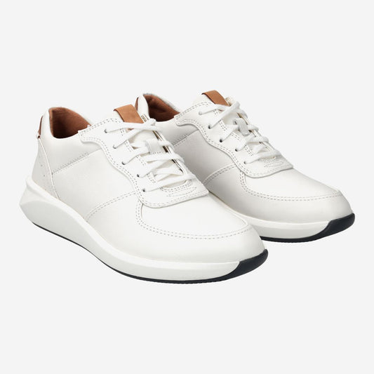 Clarks Un Rio Sprint Women's White Smooth Leather Lightweight Casual Sneakers