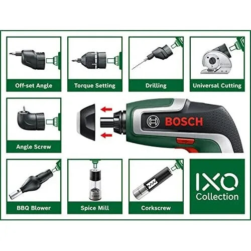 Bosch IXO Cordless Screwdriver 7th Generation, 3.6V 2.0Ah, 5.5Nm Torque, USB Rechargeable - Gomix Brands Outlet