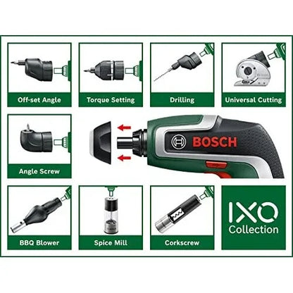 Bosch IXO Cordless Screwdriver 7th Generation, 3.6V 2.0Ah, 5.5Nm Torque, USB Rechargeable - Gomix Brands Outlet