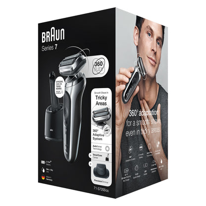 Braun Series 7 71-S7200cc Electric Shaver for Men, Wet & Dry, 360° Flex Head