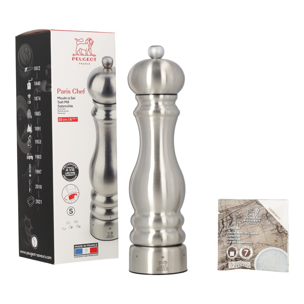 Peugeot Paris Chef Stainless Steel 22cm Adjustable Salt Mill