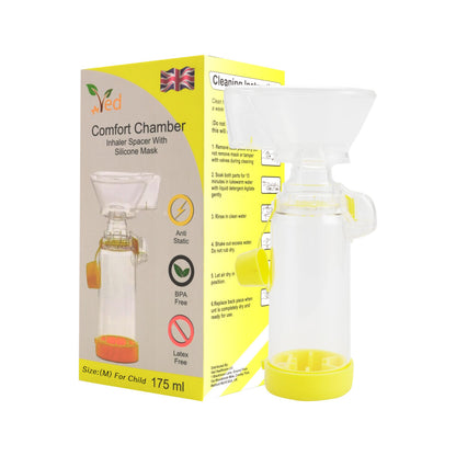 Child Friendly Anti-Static Inhaler Spacer Device Chamber for Metered Dose Inhalers