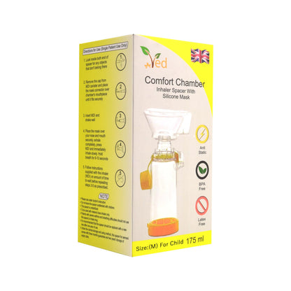 Child Friendly Anti-Static Inhaler Spacer Device Chamber for Metered Dose Inhalers