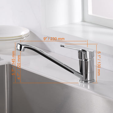 IBERGRIF M14450-98 Low Pressure Kitchen Sink Mixer Tap with 360° Swivel, Brass Chrome