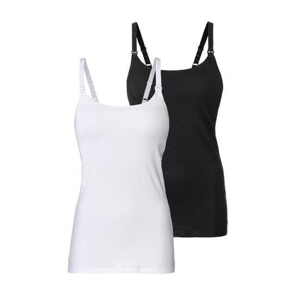 Pack of 2 Esmara Brand Cotton Breastfeeding Tops (White/Black)