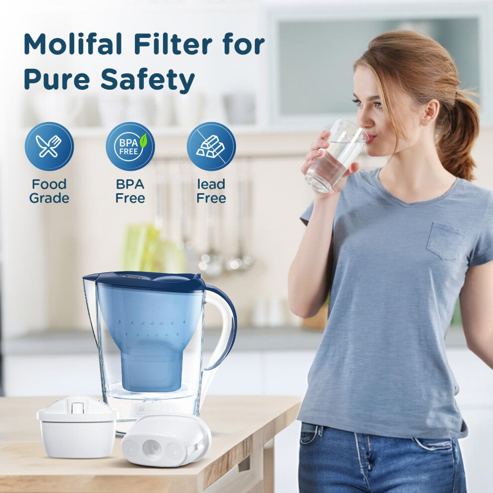 Molifal Water Filter Cartridge Replacement 6 Pack Compatible With Brita Maxtra+