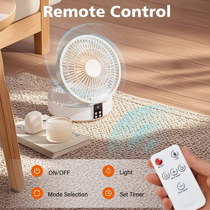 XUEYUWEN USB Rechargeable Oscillating Desk Fan with Remote Control