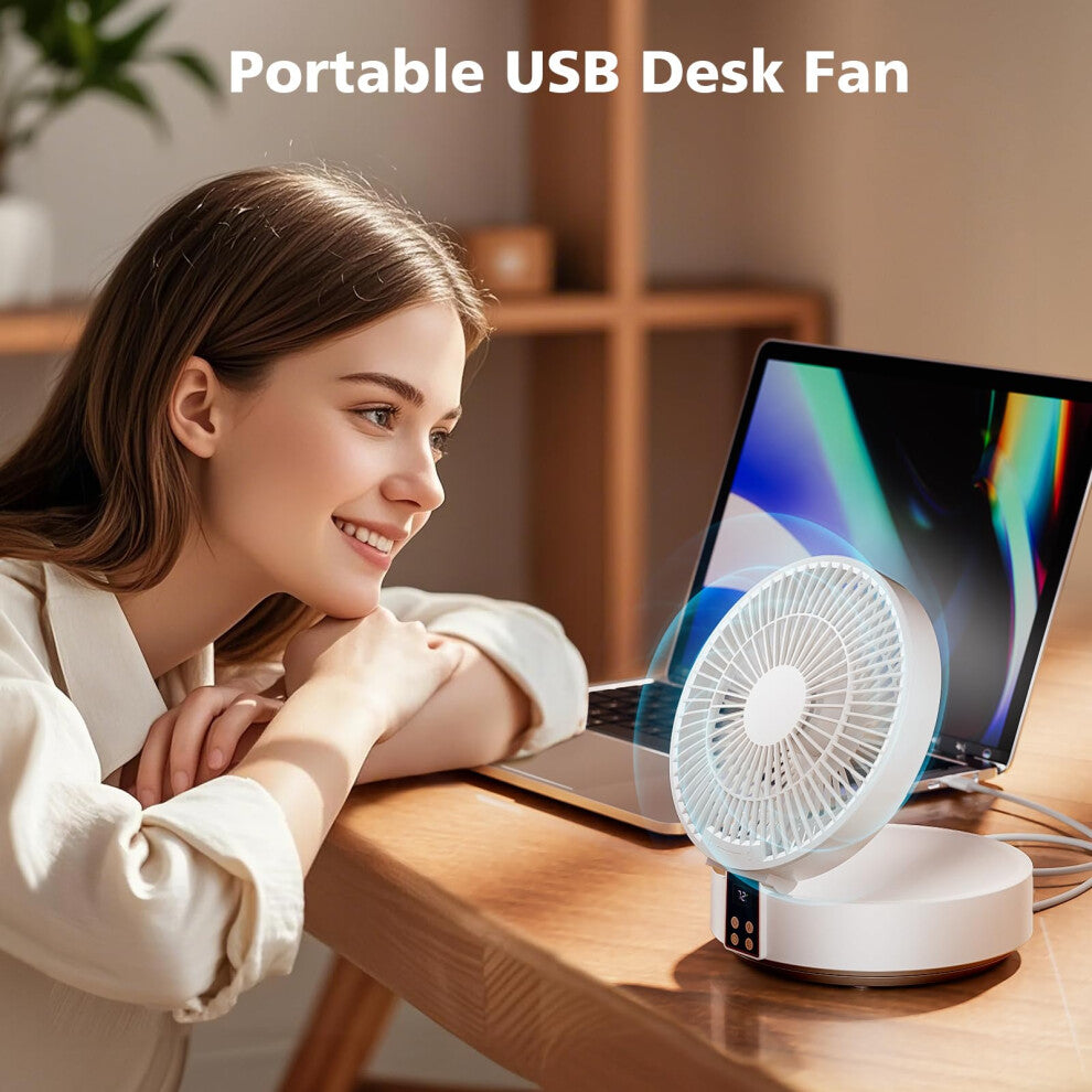 XUEYUWEN USB Rechargeable Oscillating Desk Fan with Remote Control