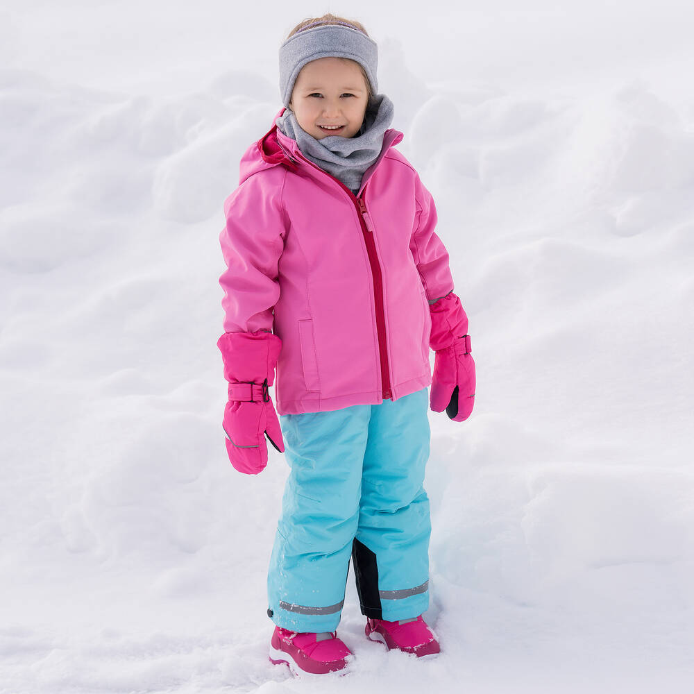 Playshoes Kids Pink Waterproof Ski Mittens with Thinsulate Insulation & Reinforced Palms