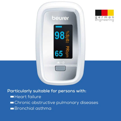 Beurer PO30 Pulse Oximeter – Accurate SpO2 & Heart Rate Monitor for Home & Altitude
