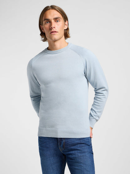 Lee Men's Clean Raglan Sweater - Concrete Gray, 100% Cotton Knit